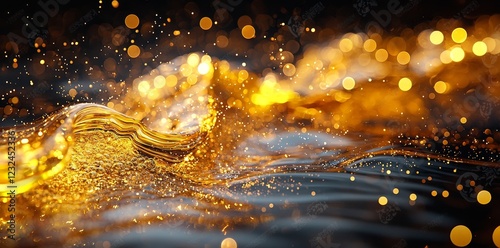 In a slow-motion sequence, fluid like water, oil, or another substance is seen moving through a transparent tube