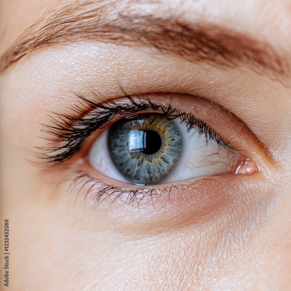 Fototapeta premium Under-eye close-up with faint wrinkles and pigmentation emphasized