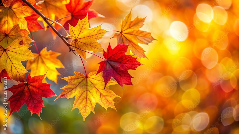 Autumn Web Banner: Red & Yellow Maple Leaves, Soft Focus Bokeh Background, Copy Space - End-Year Sale Autumn Web Banner: Red & Yellow Maple Leaves, Soft Focus Bokeh Background, Copy Space - End-Year Sale