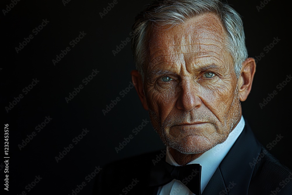 A well-groomed gentleman in a tuxedo and bow tie, suitable for special occasions or events A well-groomed gentleman in a tuxedo and bow tie, suitable for special occasions or events