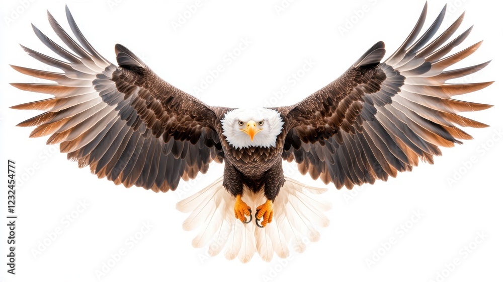 Obraz premium Majestic Bald Eagle in Mid-Flight with Wings Fully Spread