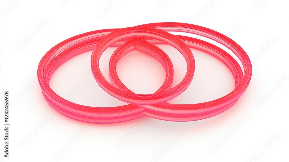 Thin Red Neon Circular Arcs Arranged in a Minimalist Style Thin Red Neon Circular Arcs Arranged in a Minimalist Style