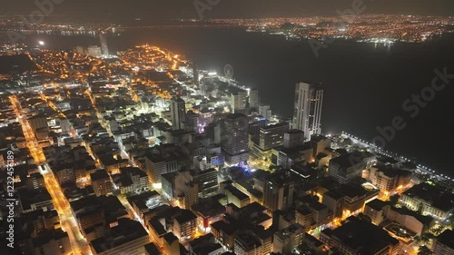 Guayaquil Ecuador aerial drone photography night time lapse city lights movement atmospheric