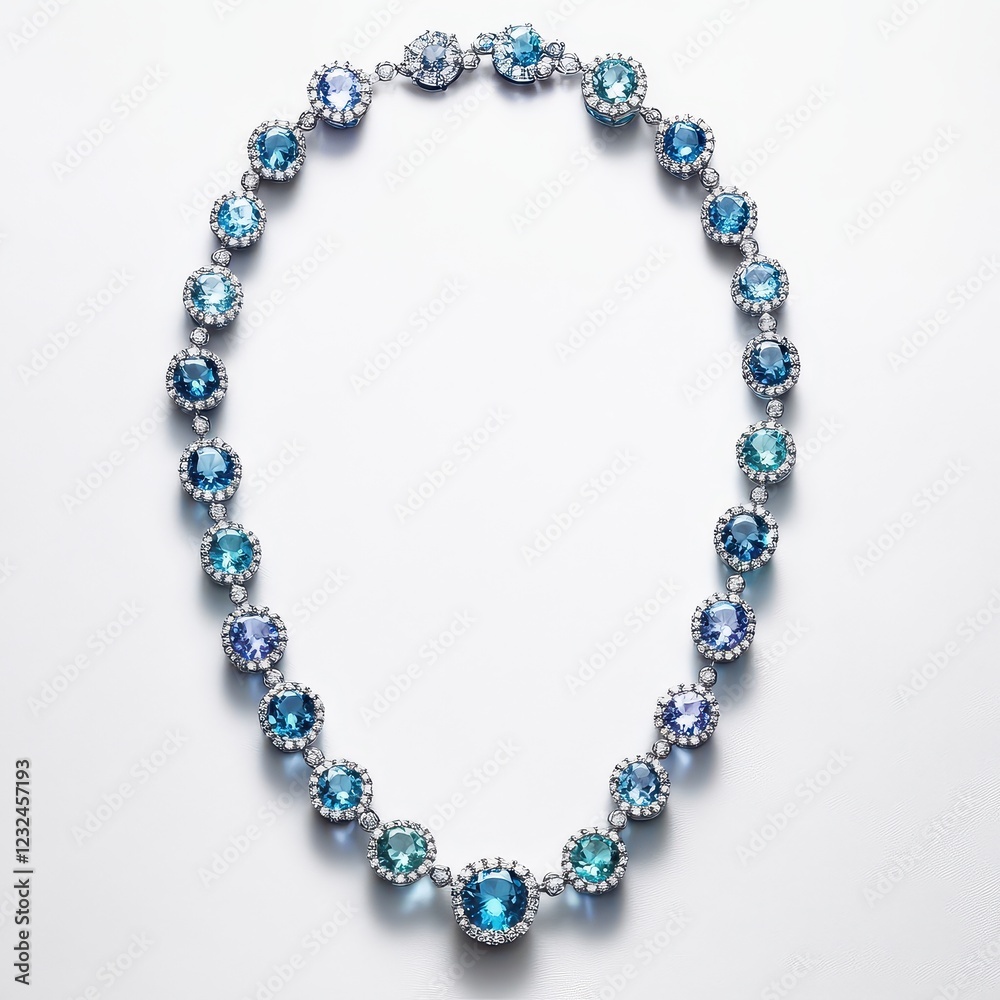 Elegant Blue and Green Gemstone Necklace with Sparkling Accents Elegant Blue and Green Gemstone Necklace with Sparkling Accents