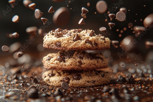 3D Render3D Render of a Worm's Eye Animation Featuring Motion-Captured Cookie and Chocolate Chunk photo