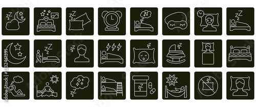 sleep icons set. Set of editable stroke icons.Set of sleep