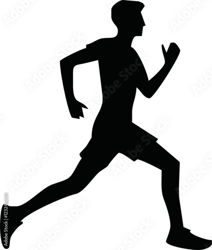 Runner silhouette set of sprinter, runner and jogger running track or jogging. People silhouette in outline. men athletes racing.