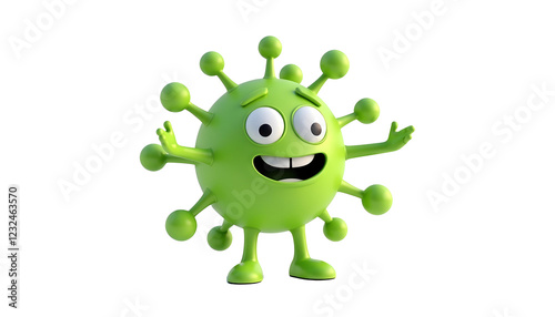 3D cartoon character of a germ virus  isolated on transparent background