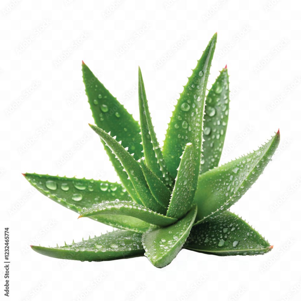 realistic 3d Aloe Vera pup with water drops isolated on white background realistic 3d Aloe Vera pup with water drops isolated on white background