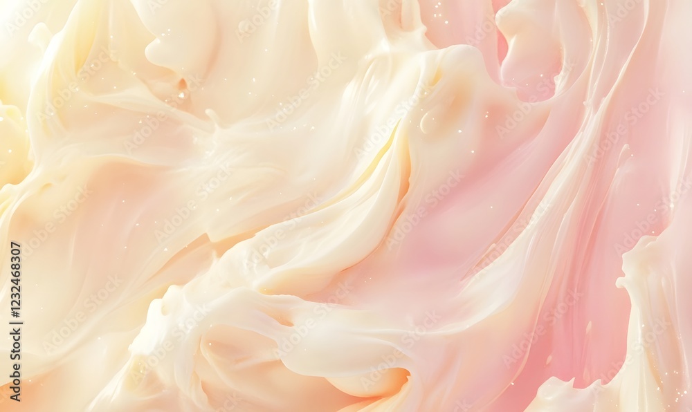 Obraz premium Swirled cream texture, close-up, studio shot, cosmetic background, product advertising