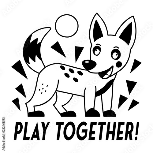 Dog playing with ball, glyph sticker 

