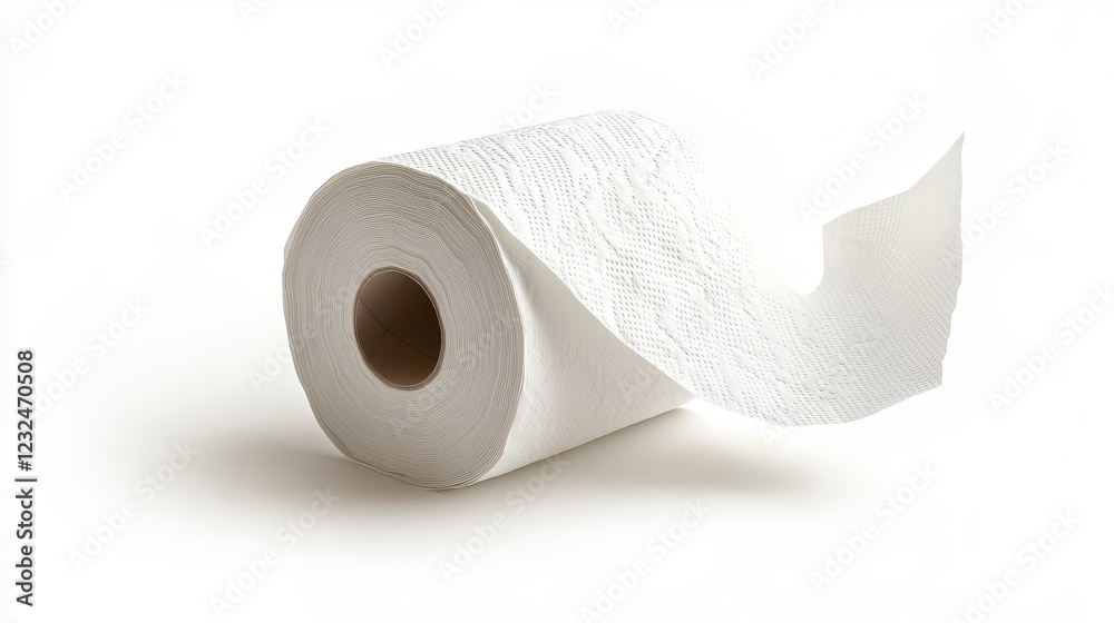 Single Roll of White Paper Towel on White Background Single Roll of White Paper Towel on White Background