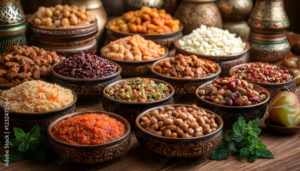 Obraz premium Photo Diverse Culinary Delights Array of Colorful Dishes and Ingredients
