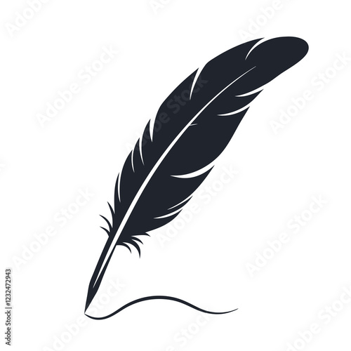 Elegant Quill Pen Vector icon Logo Design.