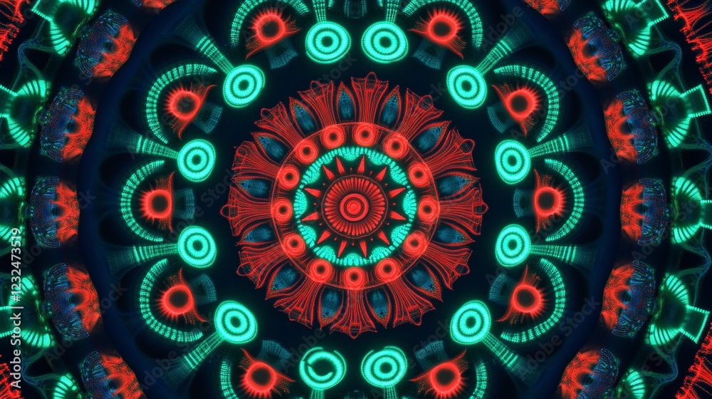 Alternating Red, Green, and Cyan Neon Concentric Circle Design Alternating Red, Green, and Cyan Neon Concentric Circle Design