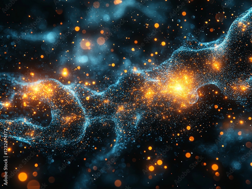 Obraz premium A mesmerizing slow-motion video showcases a group of fireflies flying in harmony under the stars, their glowing bodies casting trails of light