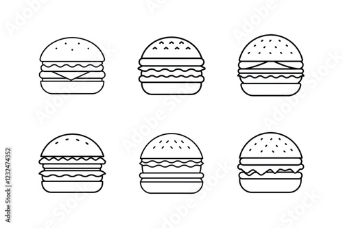burgers line art vector illustration