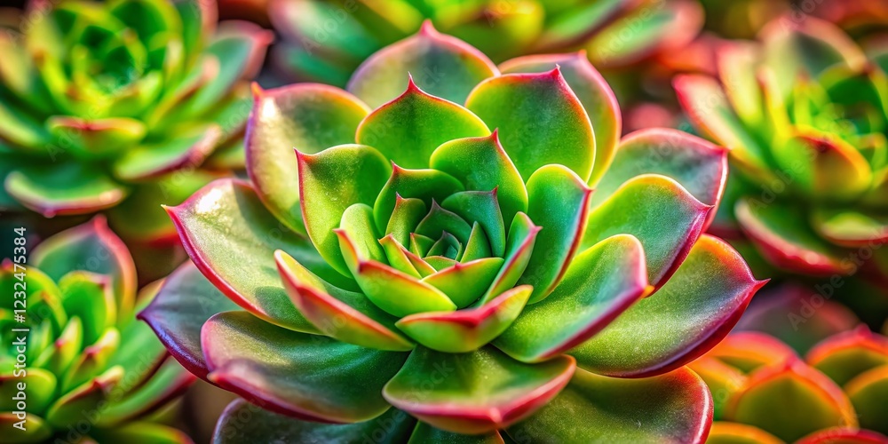 Close-up Top View of Crassula Succulent on Natural Green Background - Stock Photo Close-up Top View of Crassula Succulent on Natural Green Background - Stock Photo