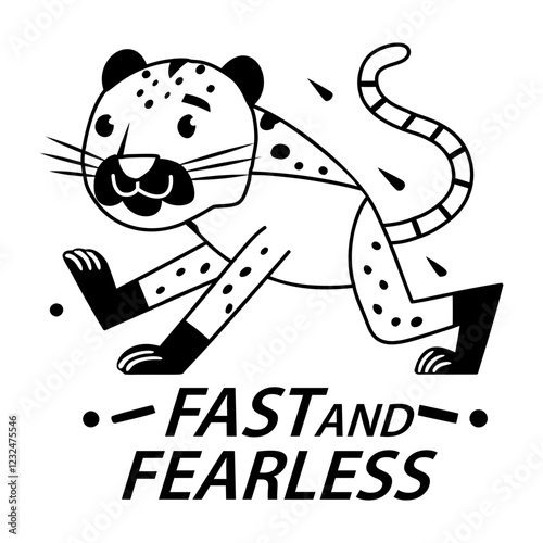 A glyph style sticker of fast cheetah running 

