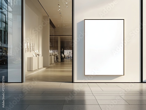 Wallpaper Mural Modern storefront with display window and blank advertising frame on the wall Torontodigital.ca