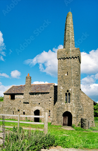 The mediaeval church of St. Illtyd's on the monastic community Caldey Island off the Pembrokeshire coast near Tenby, Wales, UK