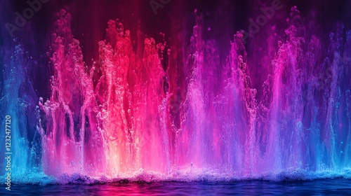 Vibrant Neon Streaks Blending in Red Purple and Cyan Hues