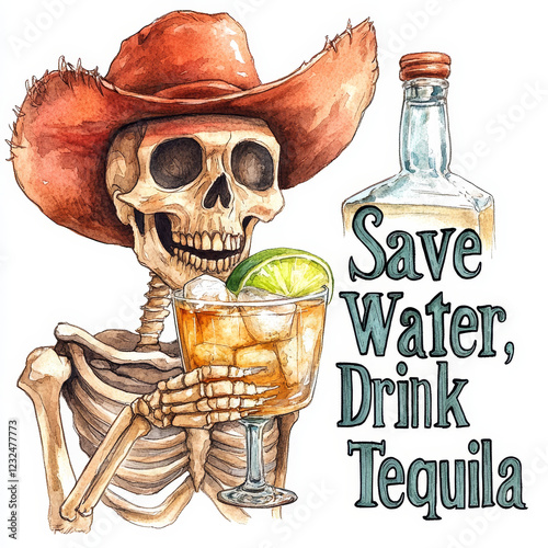 skull and crossbones save water drink tequila