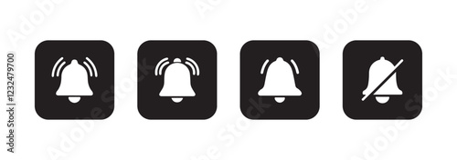Notification icon. Alarm symbol. Ringing bells reminder icon. Incoming inbox message vector illustration eps 10