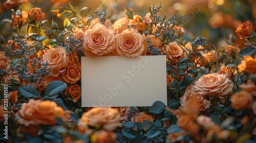 Elegant arrangement of flowers with a text card for a special occasion