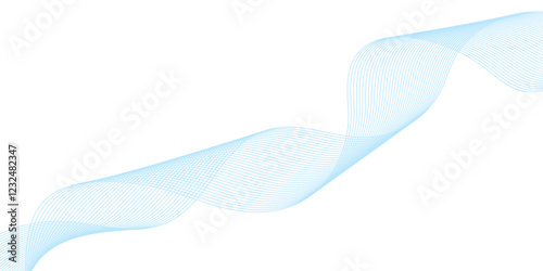 Abstract vector background with blue wavy lines. Blue wave background. Blue lines vector illustration. Curved wave. Abstract wave element.	