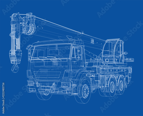 Car crane. Vector rendering of 3d