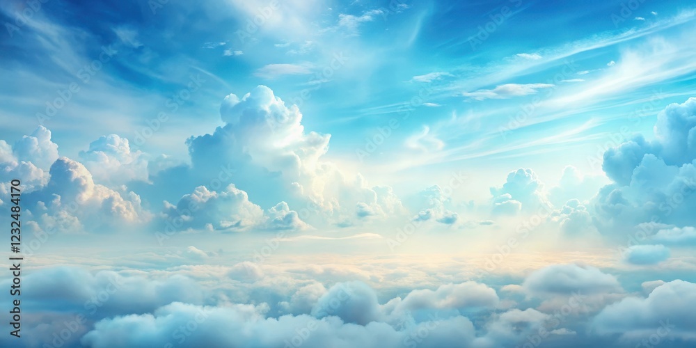 Obraz premium Dreamy Cloudscape with Soft Blue Haze , blue, misty, blue, misty, abstract, subtle, serene, dreamy, sky, soft focus