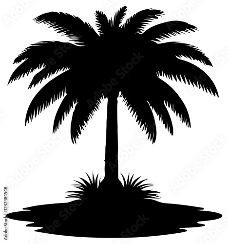 silhouette coconut tree Isolated on a white backdrop