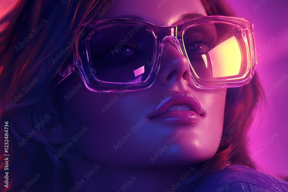 Cyberpunk Fashion: Neon Dreamscape Portrait of a Woman