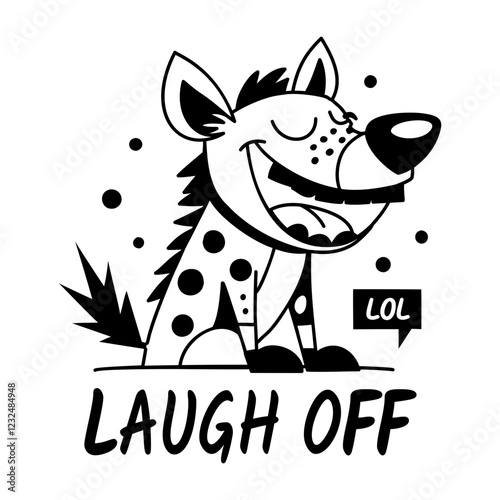 A glyph style sticker of laugh off hyena 
