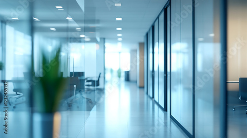 Wallpaper Mural Blurred office interior background with a blurry modern white and glass business space corridor in a modern building
 Torontodigital.ca