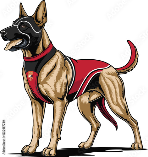 Belgian Malinois dog mascot logo design concept vector illustration white background