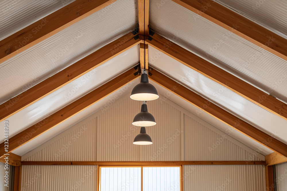 A Corrugated Iron Ceiling with Timber Beams