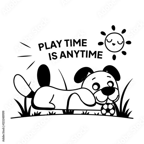 A comic style sticker of dog play time 
