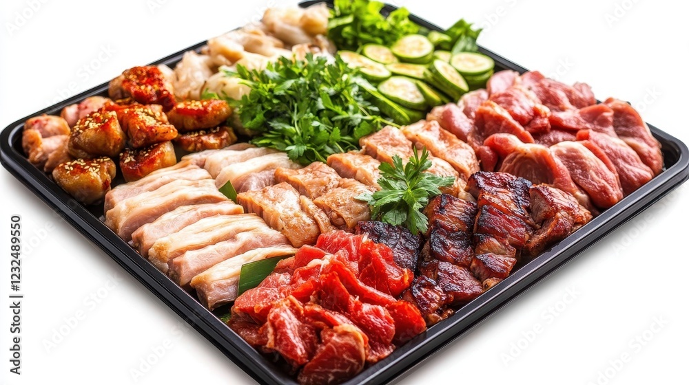 Colorful Thai BBQ Buffet Tray of Marinated Meats Colorful Thai BBQ Buffet Tray of Marinated Meats