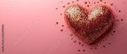 A special occasion card, blush pink with a golden heart, conveys warmth