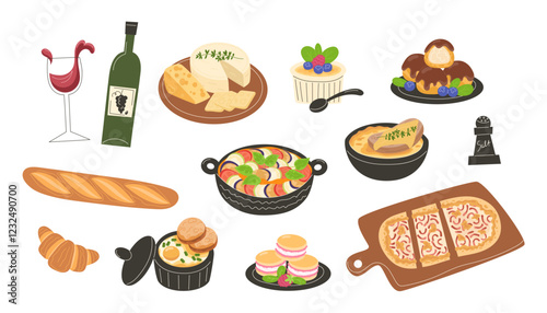 Collection of Traditional French Dishes and Pastries