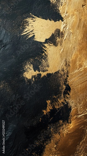 Abstract gold and black paint texture.  Background design photo