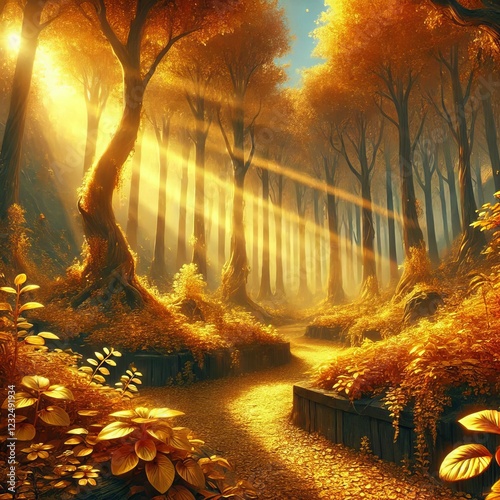 Golden Grove A forest where every tree is made of gold their lea