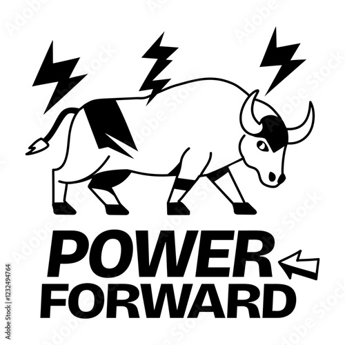 A glyph typographic sticker of buffalo power 
