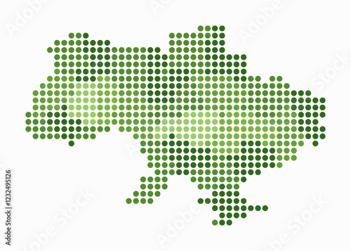 Ukraine dotted map. Digital style map of the country on white background. Ukraine shape with circle dots. Colored dots style. Large size circles. Awesome vector illustration.
