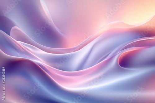 Abstract smooth silk-like waves in pastel shades of pink, purple, and blue with a soft glowing light