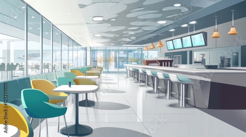 Modern Airport Cafe Interior View photo