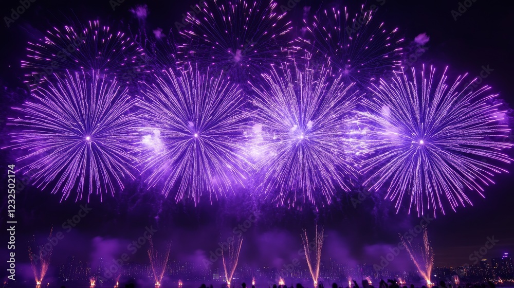 Fireworks lit up the night sky in shades of purple, celebrating a special occasion. The vibrant display added excitement to the holiday festival, marking the start of a new era in 2024. Fireworks lit up the night sky in shades of purple, celebrating a special occasion. The vibrant display added excitement to the holiday festival, marking the start of a new era in 2024.