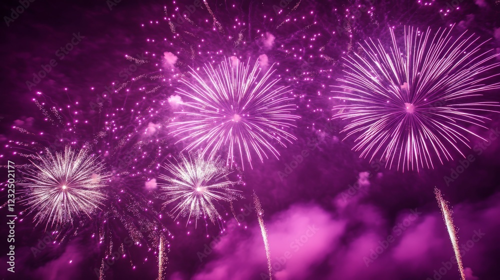 Fireworks lit up the night sky in shades of purple, celebrating a special occasion. The vibrant display added excitement to the holiday festival, marking the start of a new era in 2024. Fireworks lit up the night sky in shades of purple, celebrating a special occasion. The vibrant display added excitement to the holiday festival, marking the start of a new era in 2024.